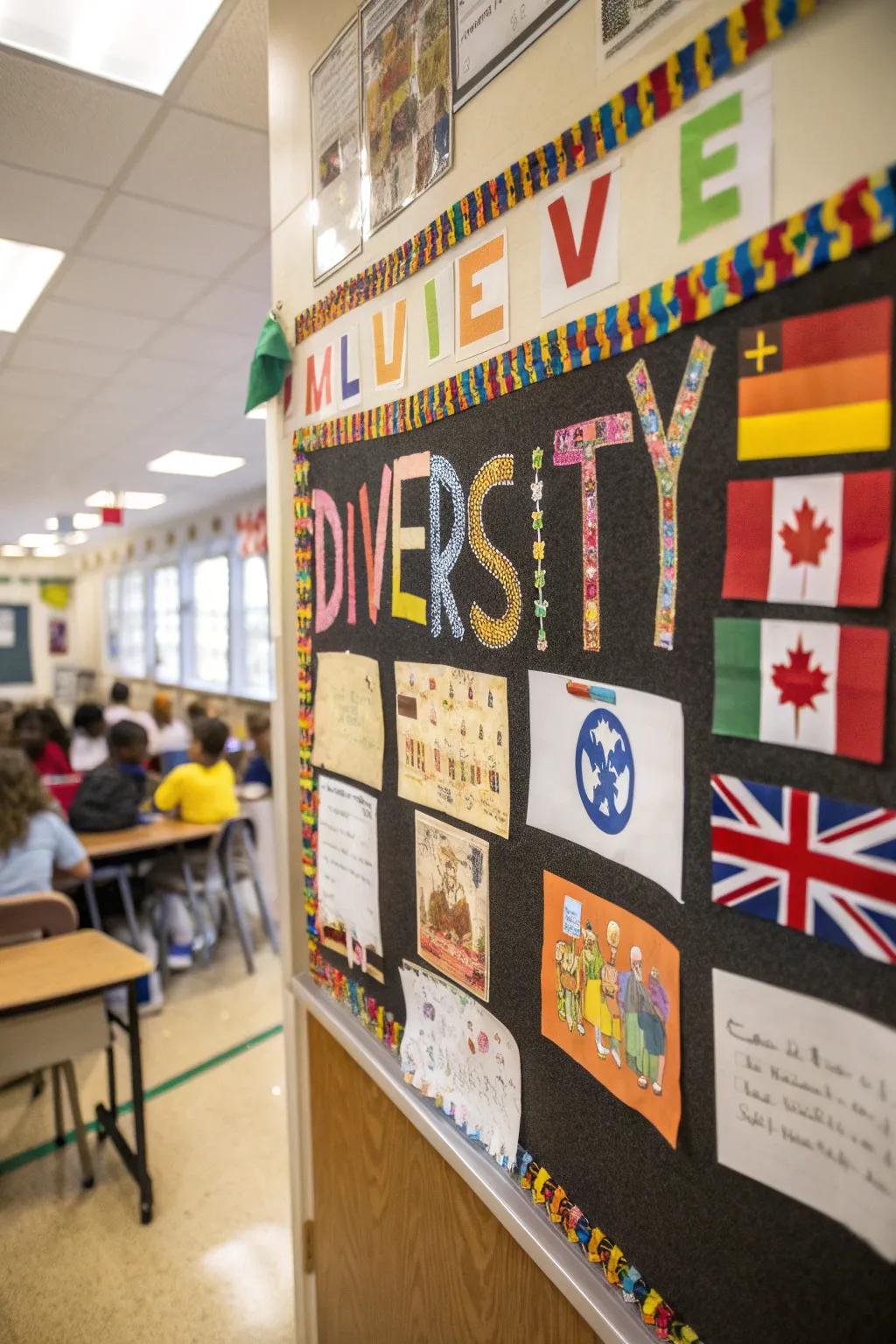 Diversity-themed board that embraces and celebrates cultures from around the world.