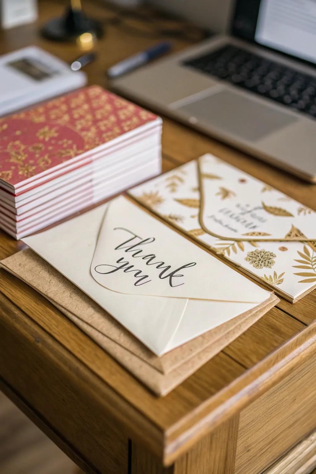 Handwritten thank you notes give a heartfelt and personal touch.
