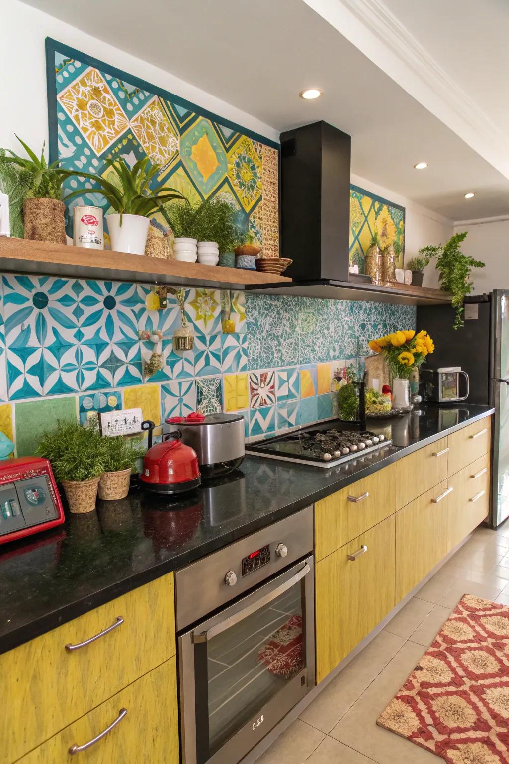 Multicolored boards add a vibrant and unexpected burst to cooking spaces.