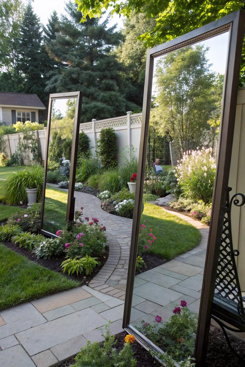 Mirror effect expanding your garden space.