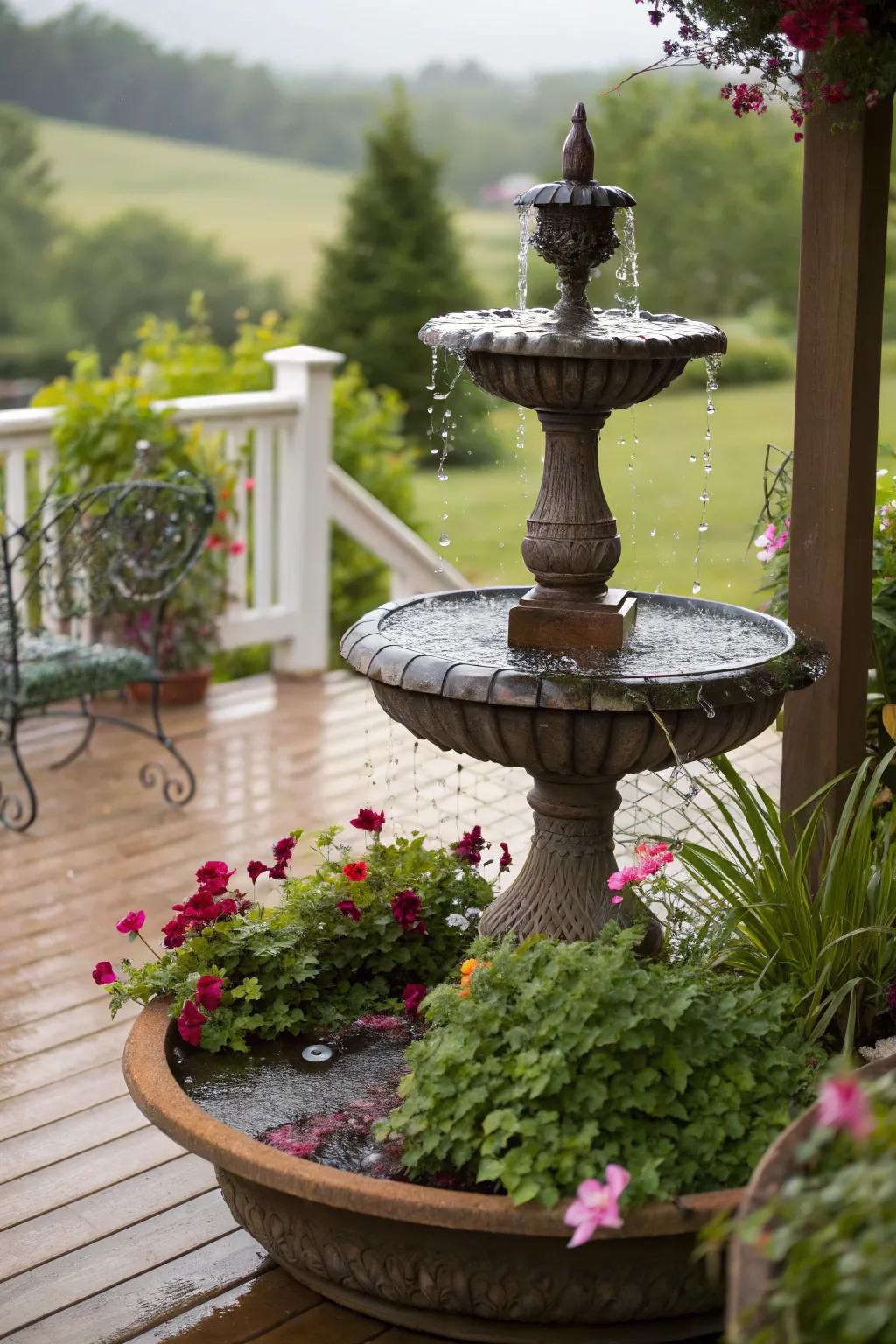 Water elements introduce tranquility and charm to your deck.