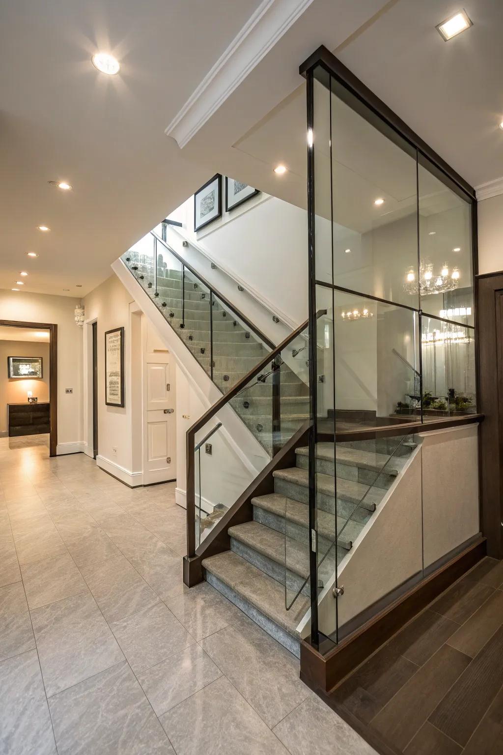 Glass boards maintain openness and add a modern touch.