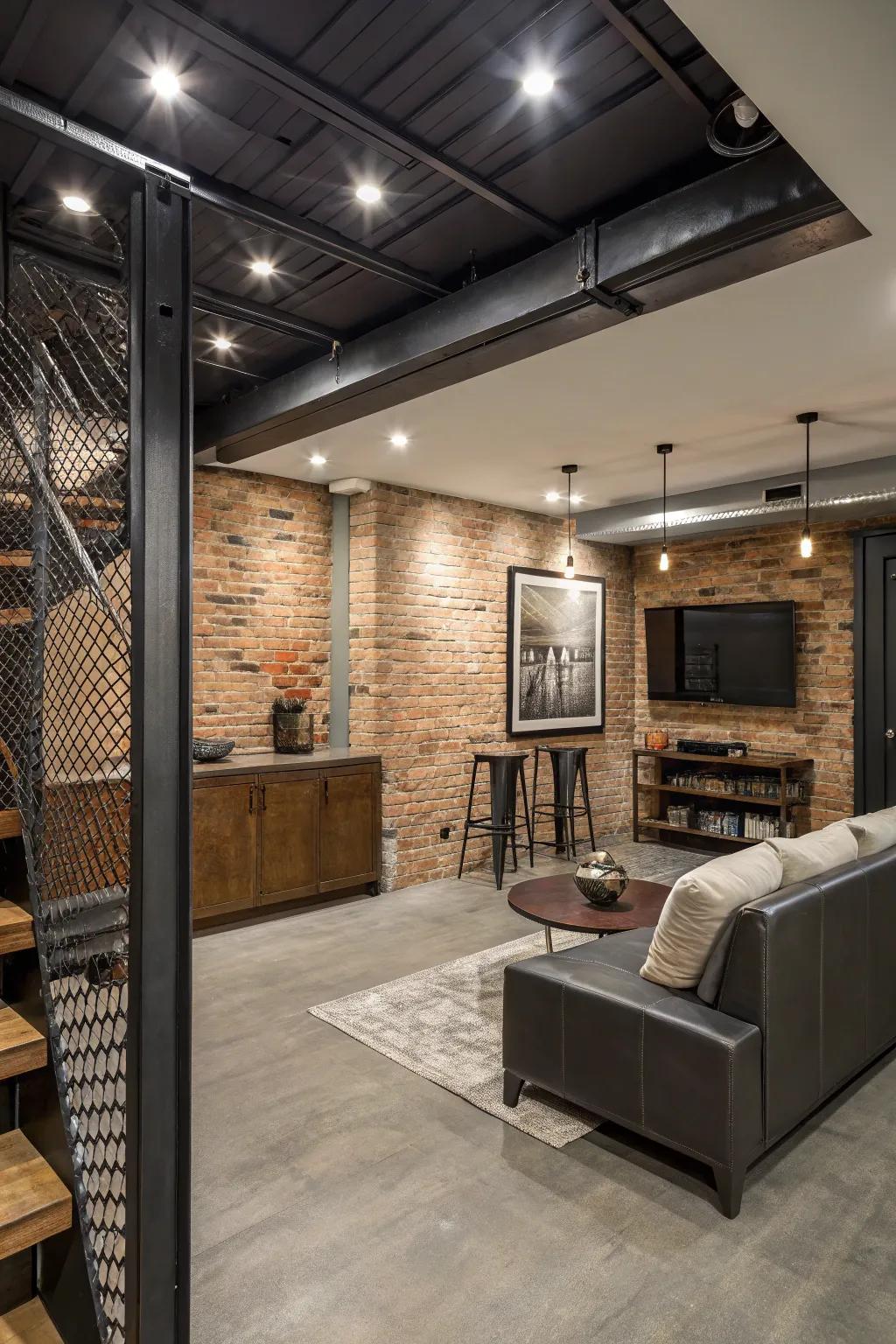 Metal accents offer industrial chic.