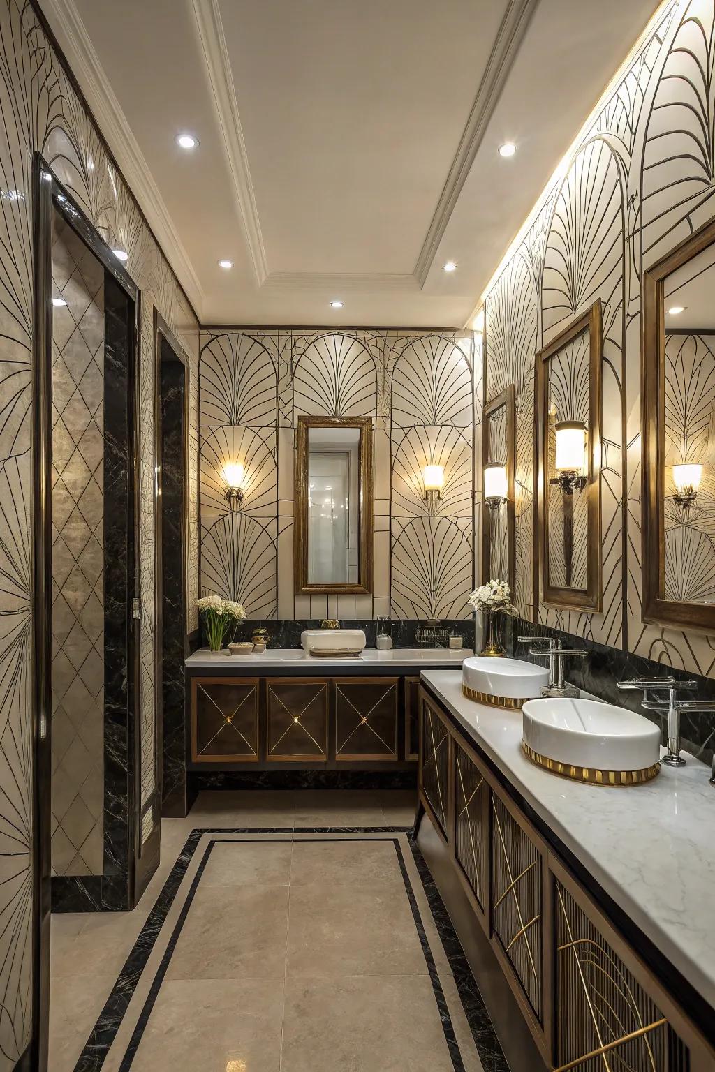 Glamorous flair with Geometric panels.