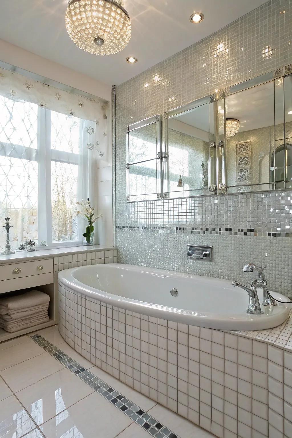 Shimmering brightness with reflective glass tiles