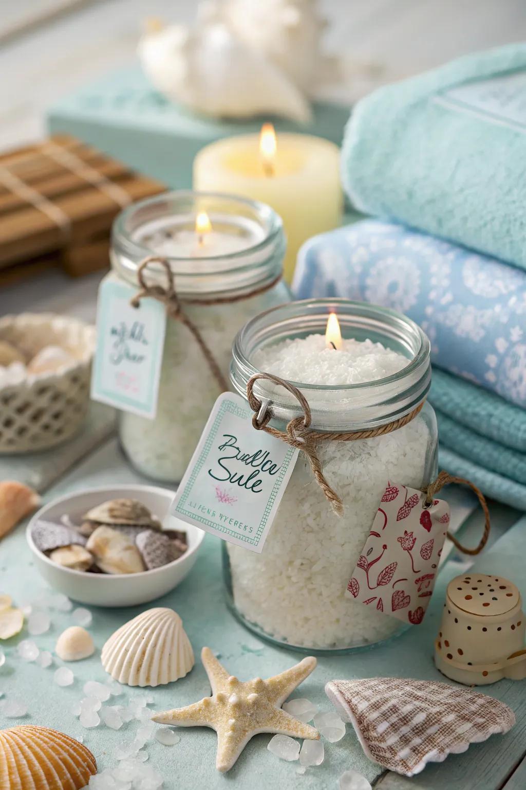 Enhance your bath experience with soothing seaside bath salts.