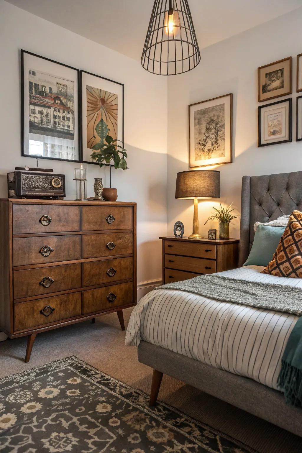 Incorporating vintage elements enhances the depth and appeal of bedroom design.