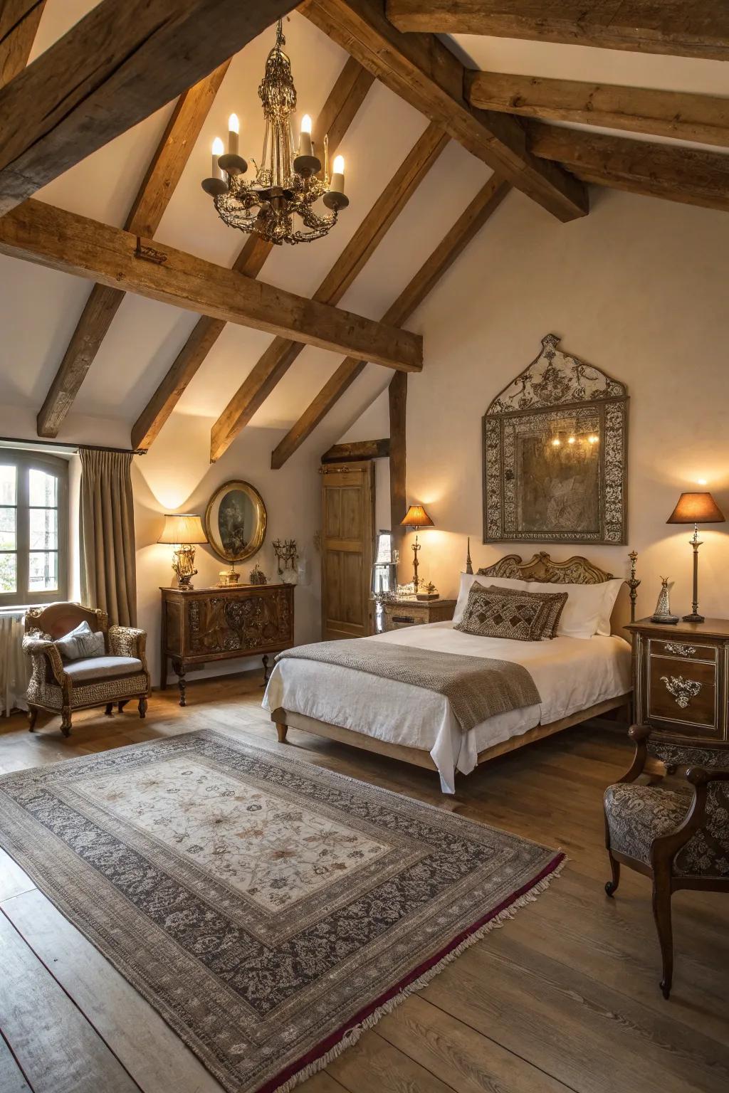 Vintage decor gives your loft a warm, antique feel.