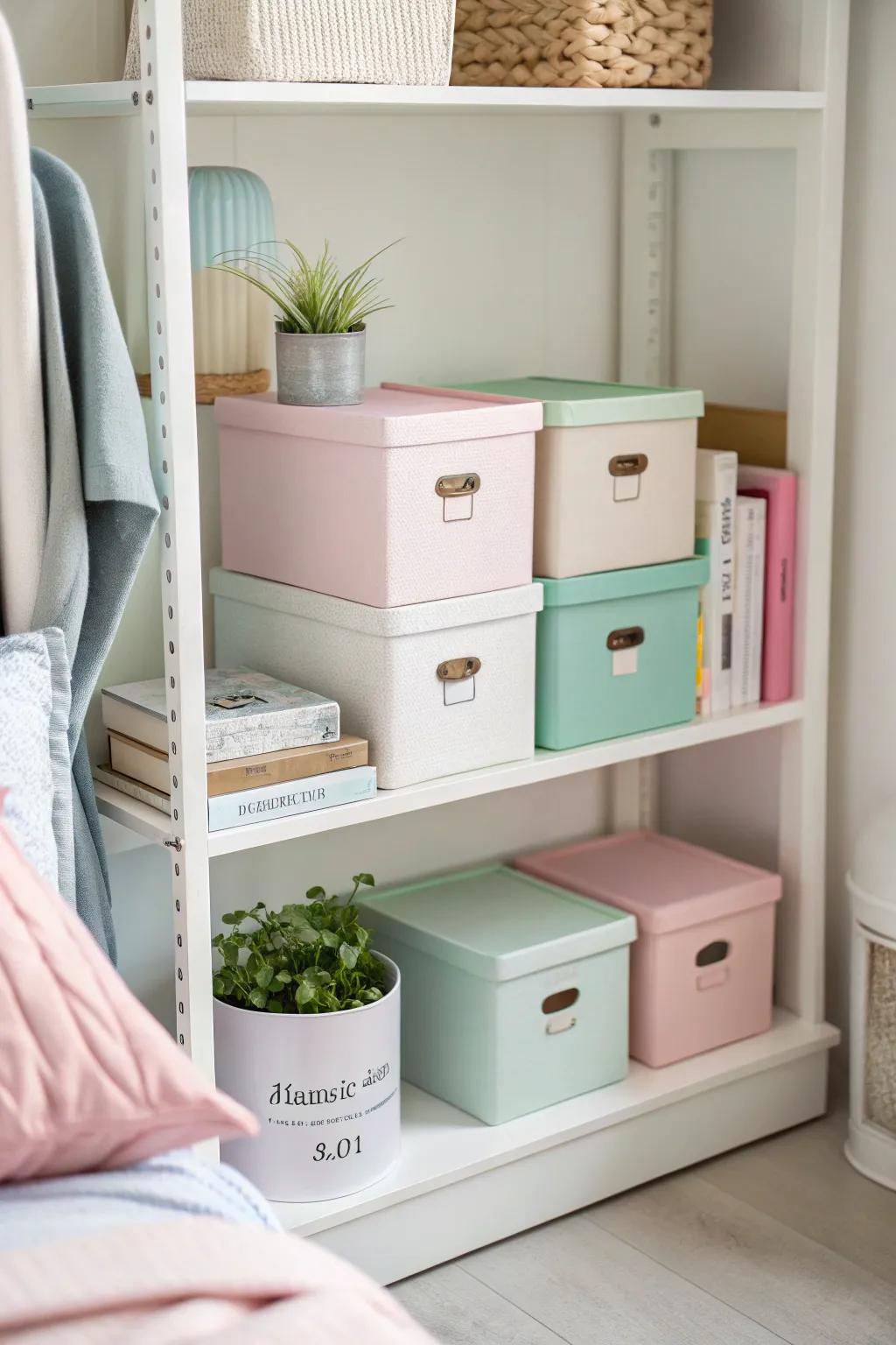 Get a unified look using matching storage boxes.