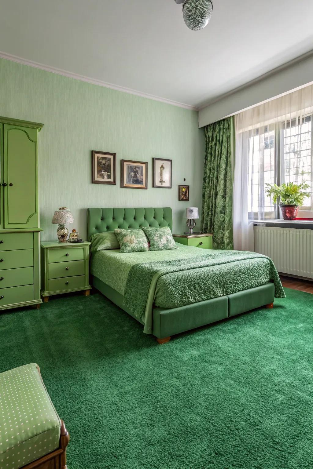 Using shades of a single color makes a calming and unified space.