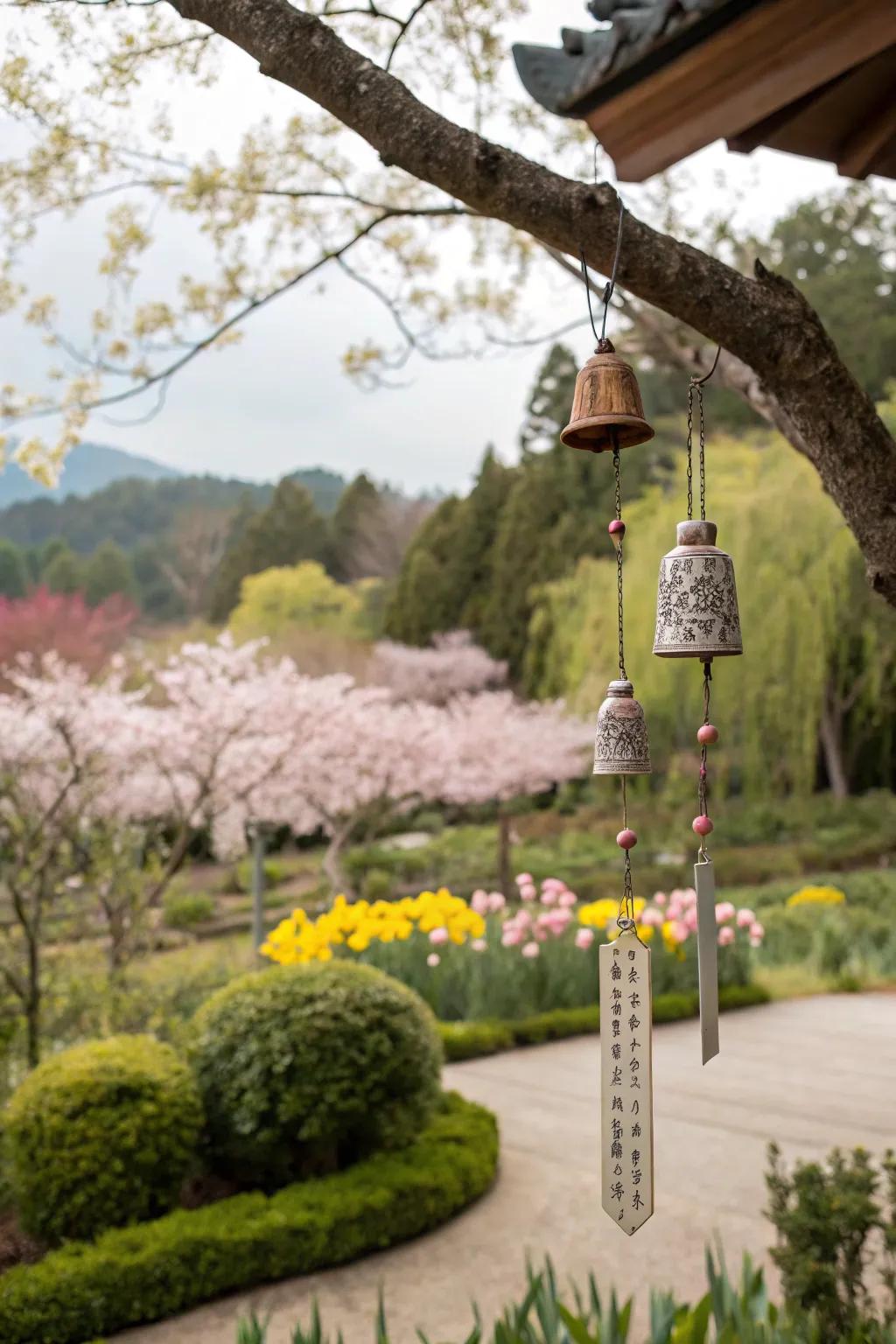 Charming wind chimes add a musical touch to gardens and patios.