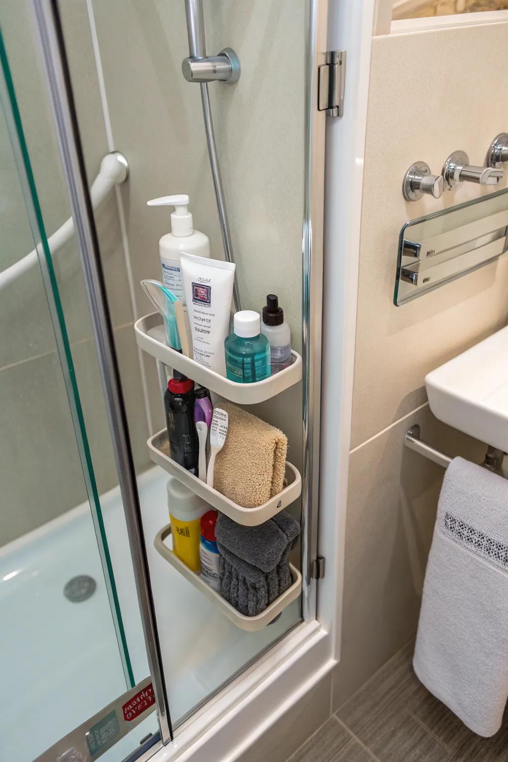 Optimize small spaces with a small shower buddy.