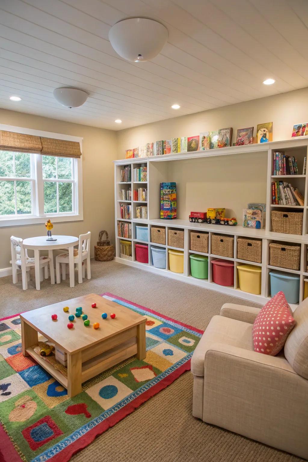 Achieve harmony with a symmetrical playroom.