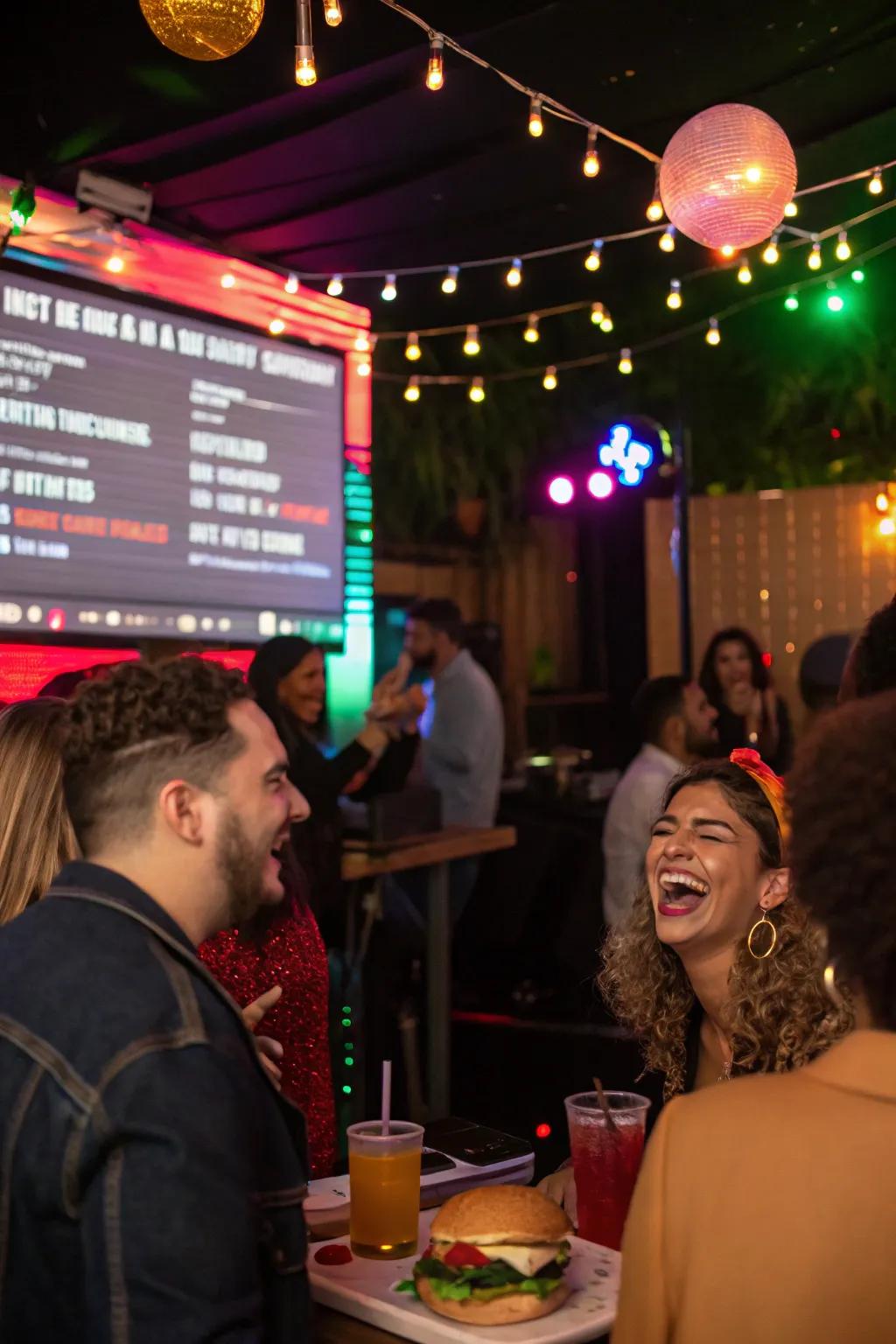 Music establishes the ambiance for a vibrant party environment.