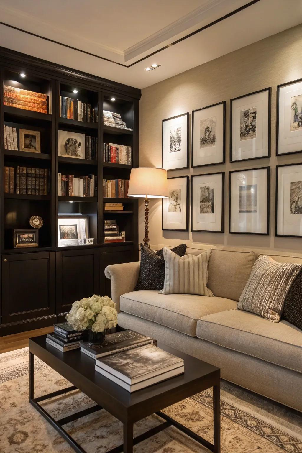 Personal collections add character and make the living space uniquely yours.