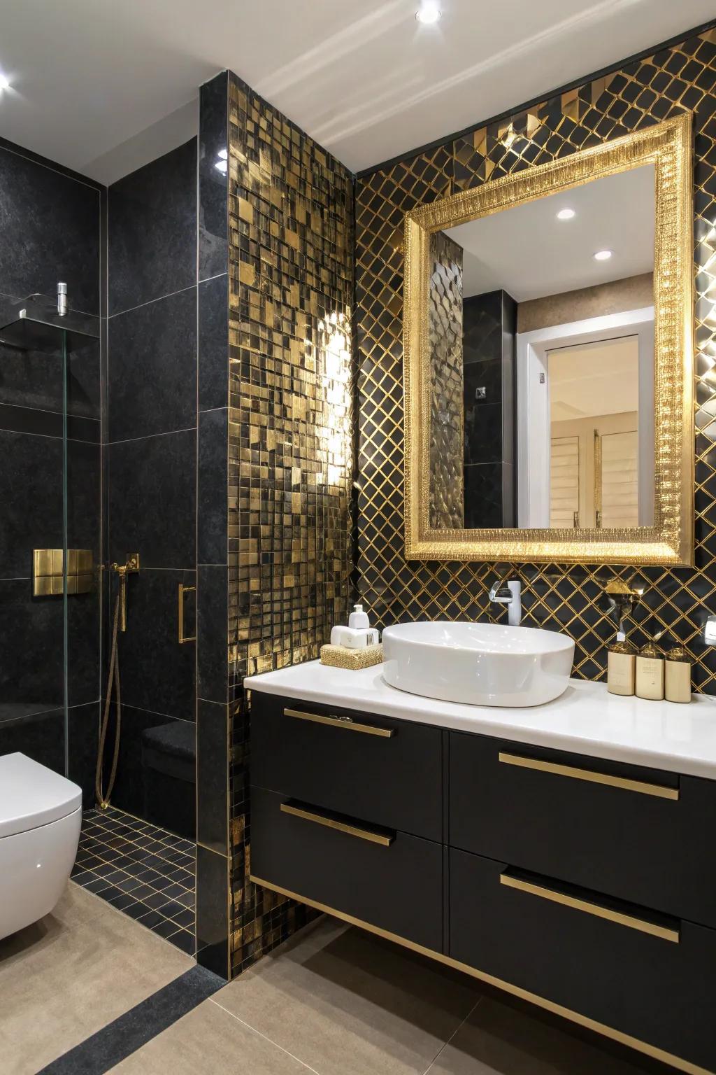 A mosaic backsplash creates a captivating visual statement.