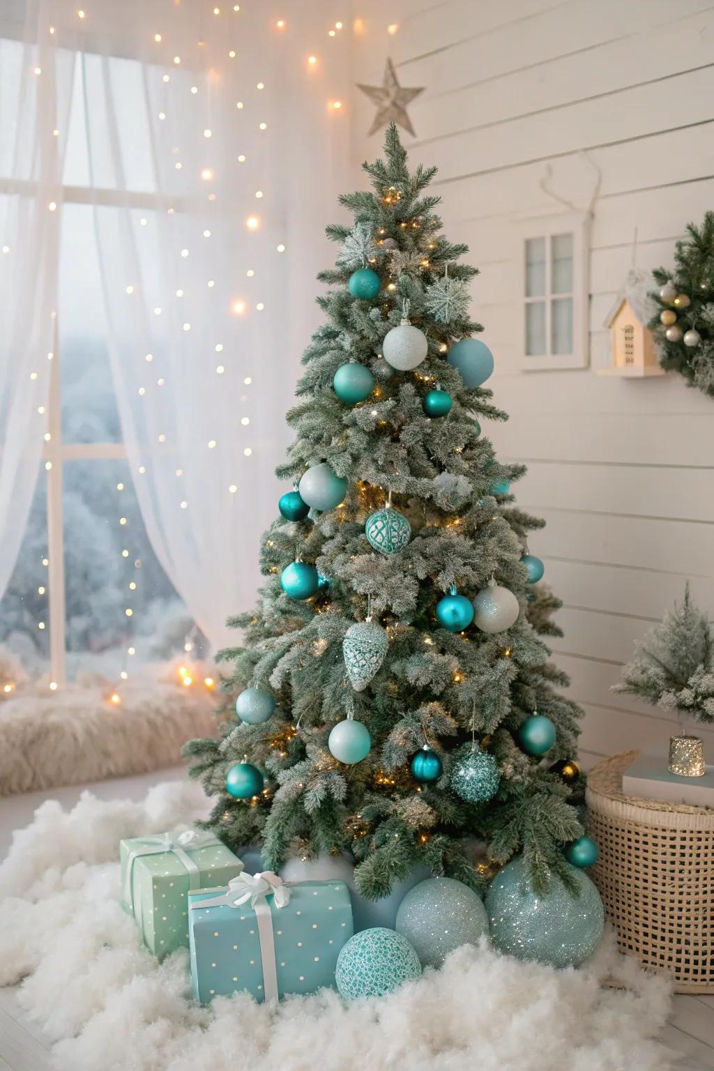 A spume and sumptuous blue tree transmutes your setting into a whimsical wonderland.