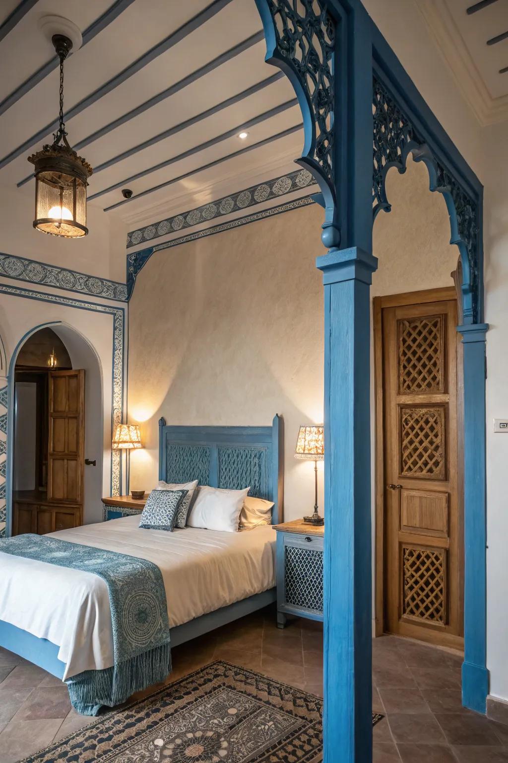 Azure highlights inject character into architectural elements.