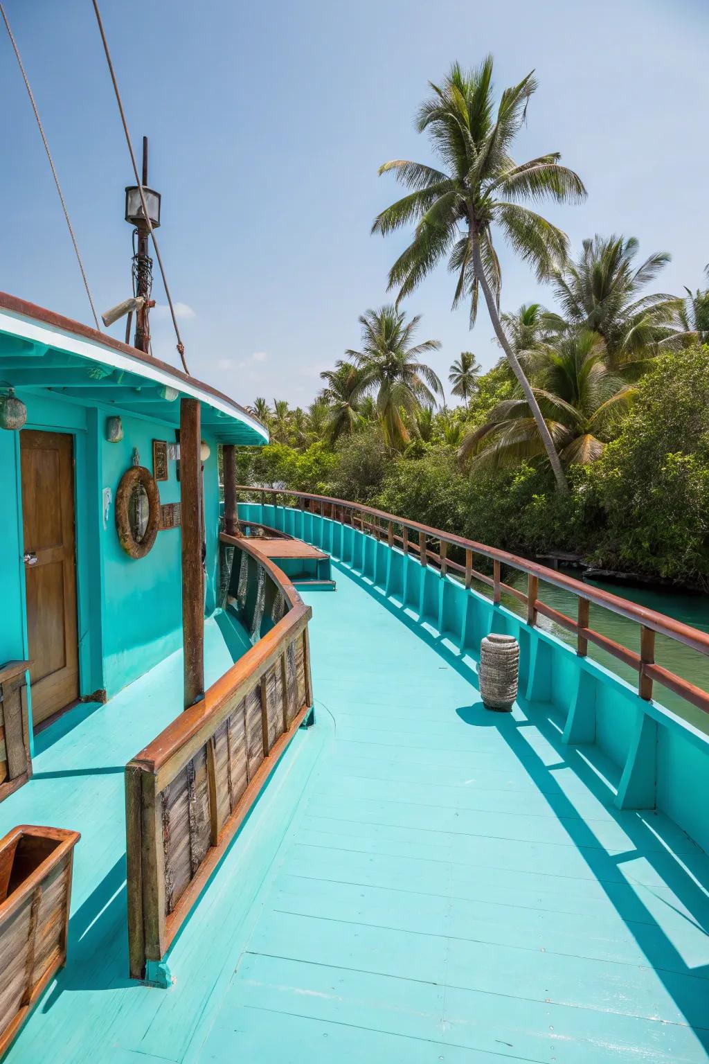 Turquoise brings a tropical feeling to your deck.