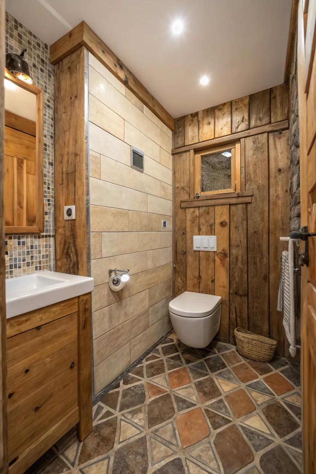 Reclaimed materials add history and sustainability to your bathroom.