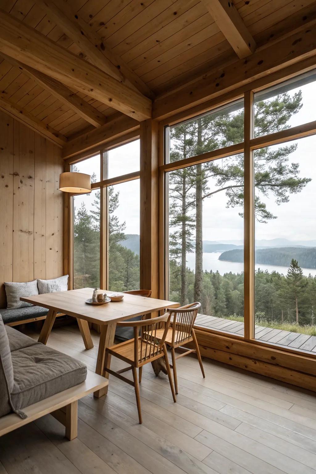 Minimalist design emphasizes nature and creates a serene environment.