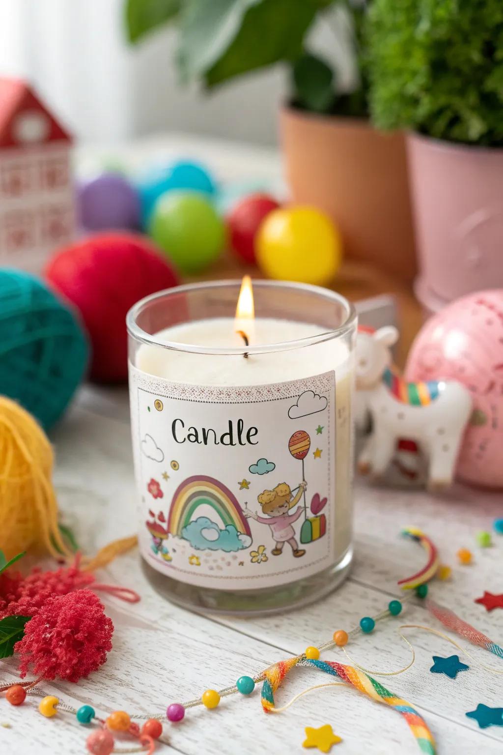 Fanciful candle labels that infuse a playful twist.