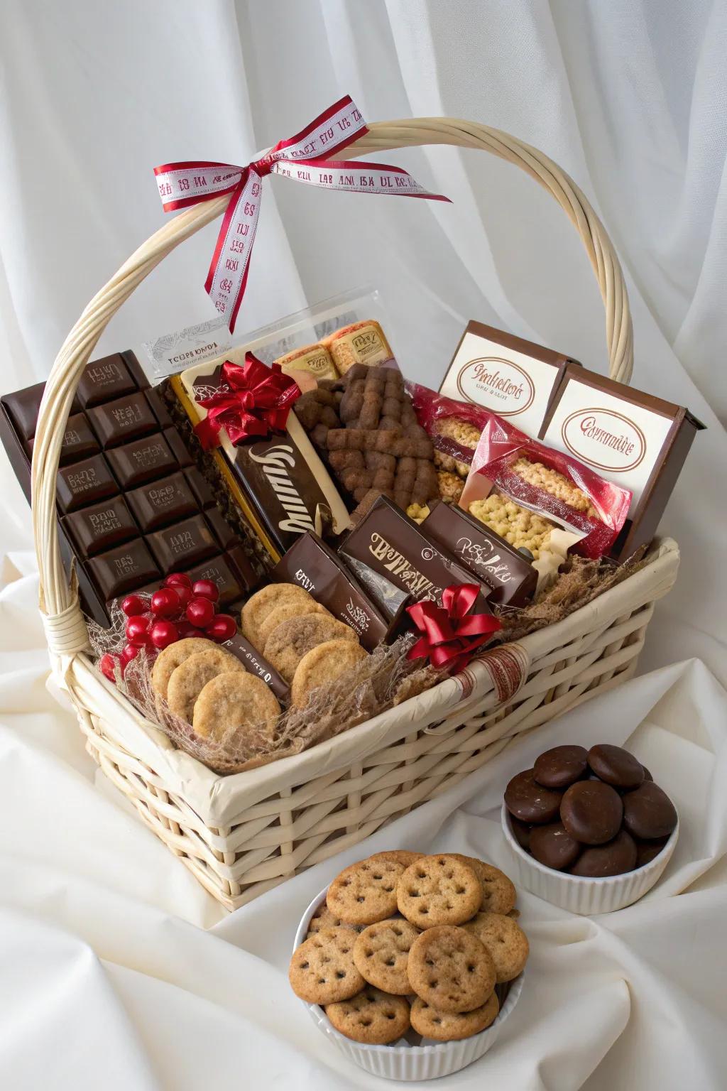 Themed sweet treat gifting hampers for a lavish holiday offering experience.