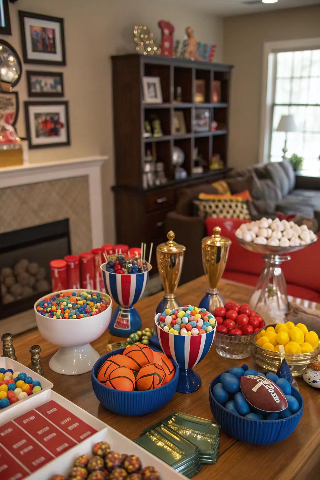 A candy buffet for sports fanatics.