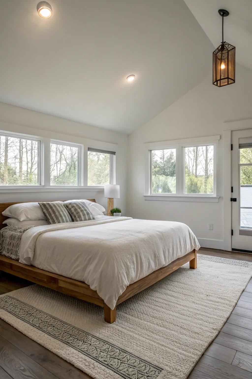 Short bed frames enhance ceiling height.