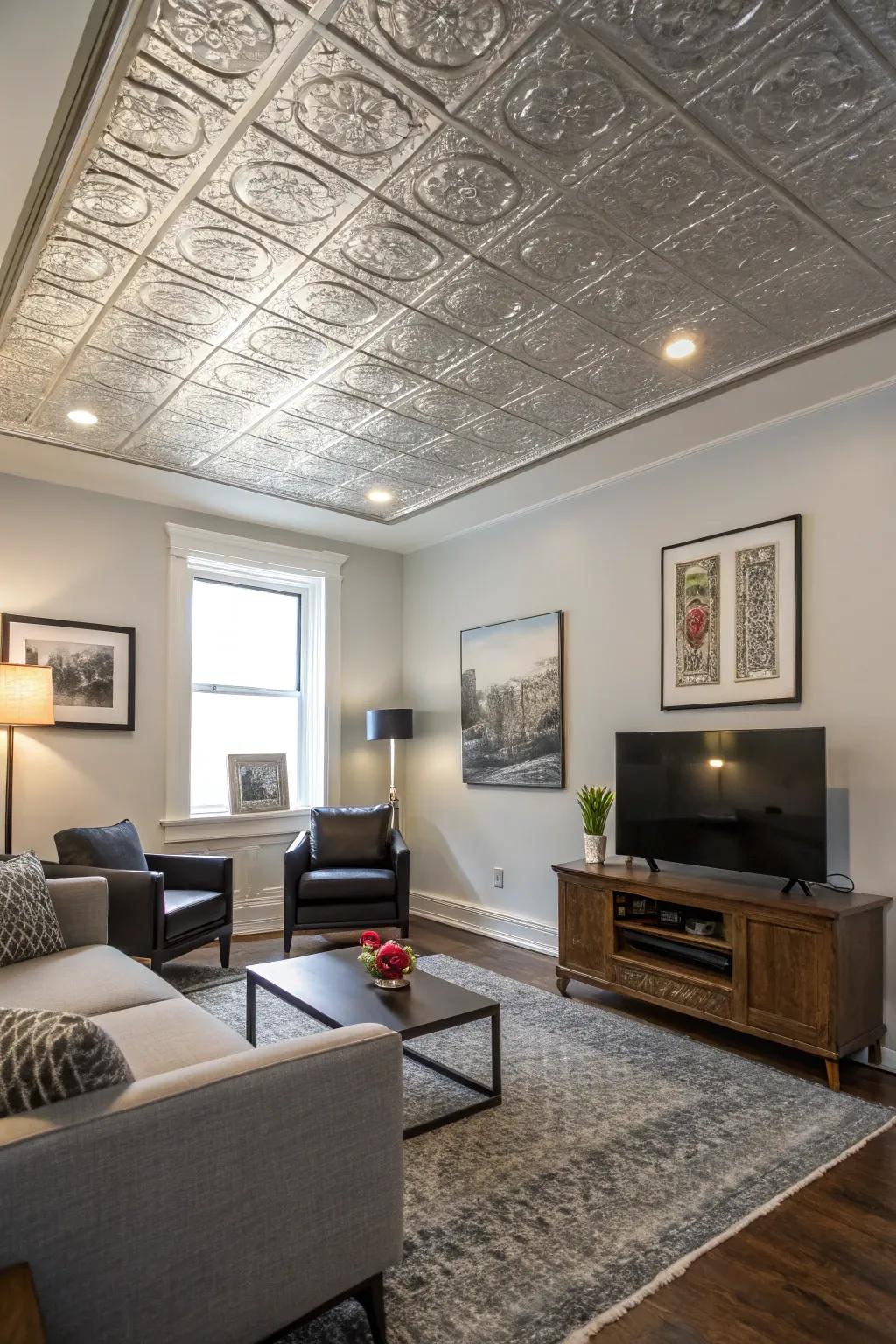 Encasing textured ceilings for a revitalized, modernized aesthetic.