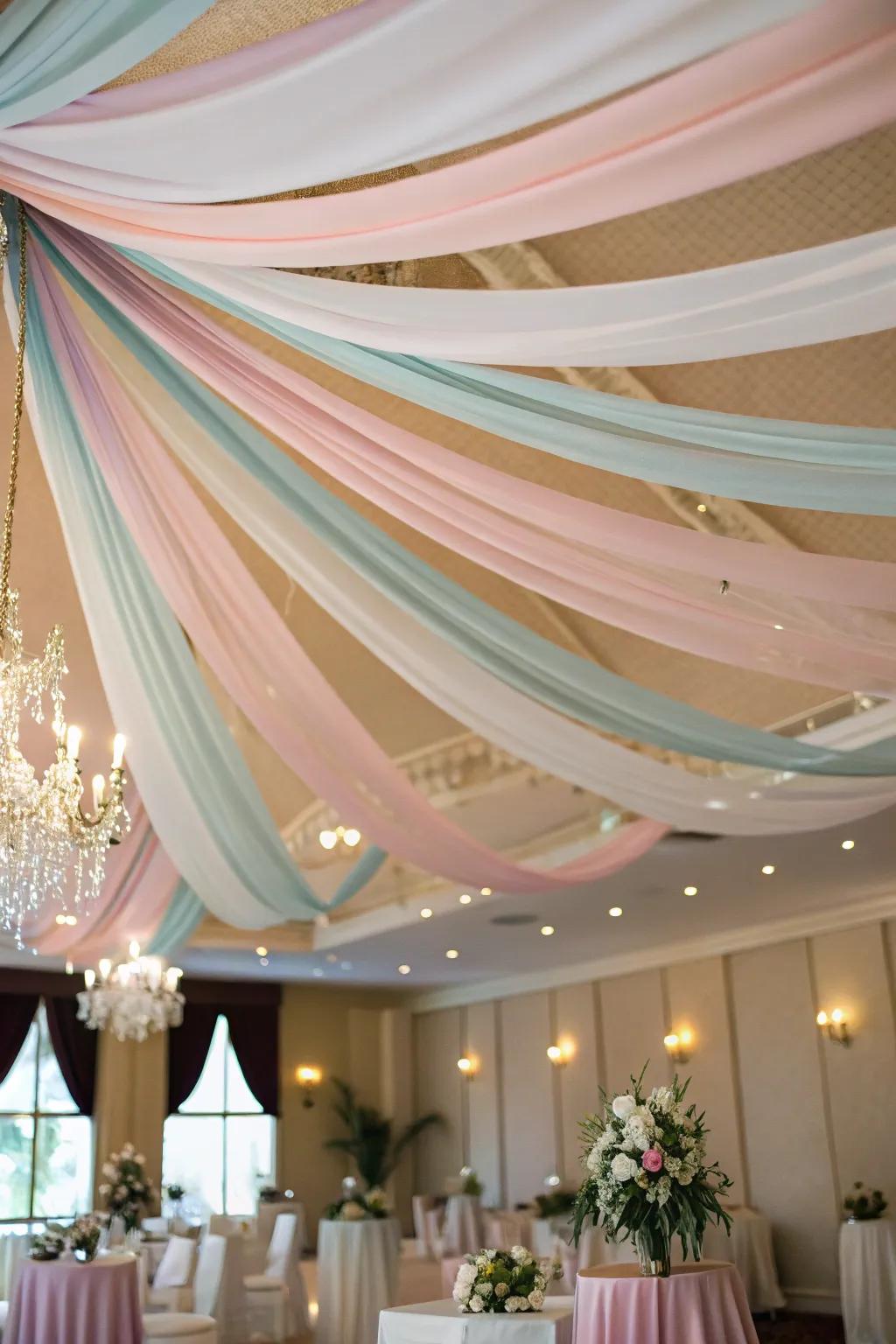 Ribbon drapes provide romantic elegance.