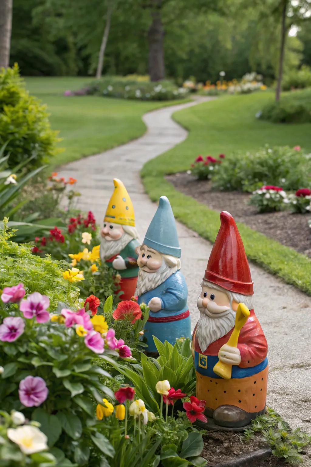 Ceramic garden gnomes bring playful character to your outdoor space.
