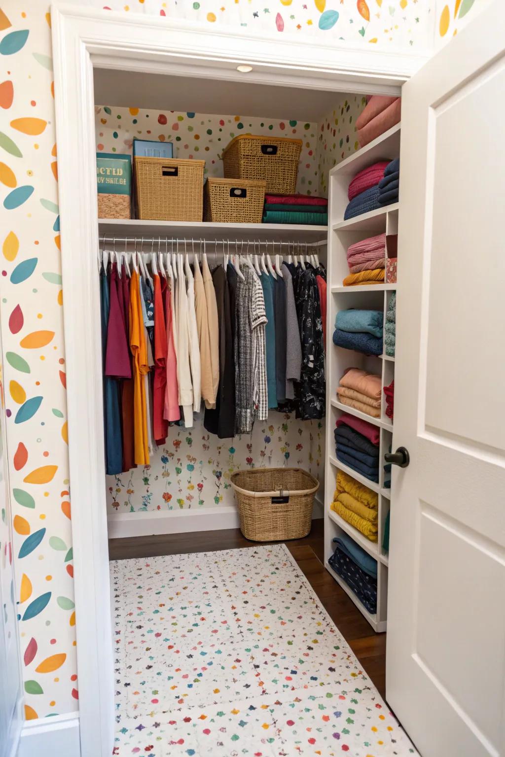 Stick-and-place wallpaper: unanticipated floor covering enjoyable.