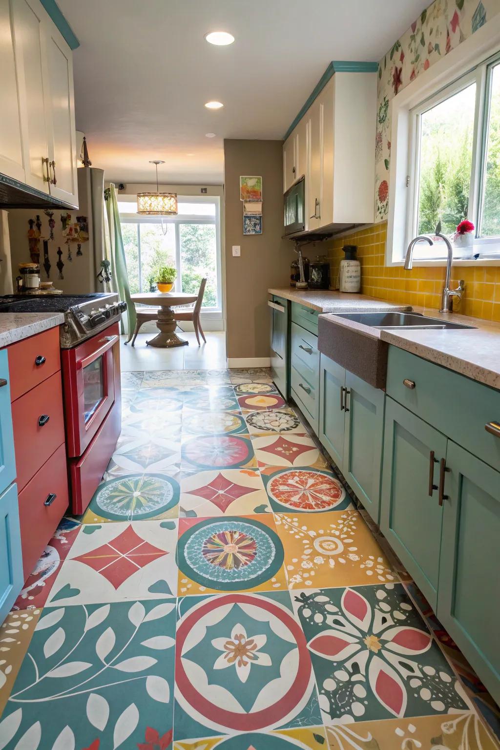 Painted sheet flooring offers a fresh, budget-friendly update.