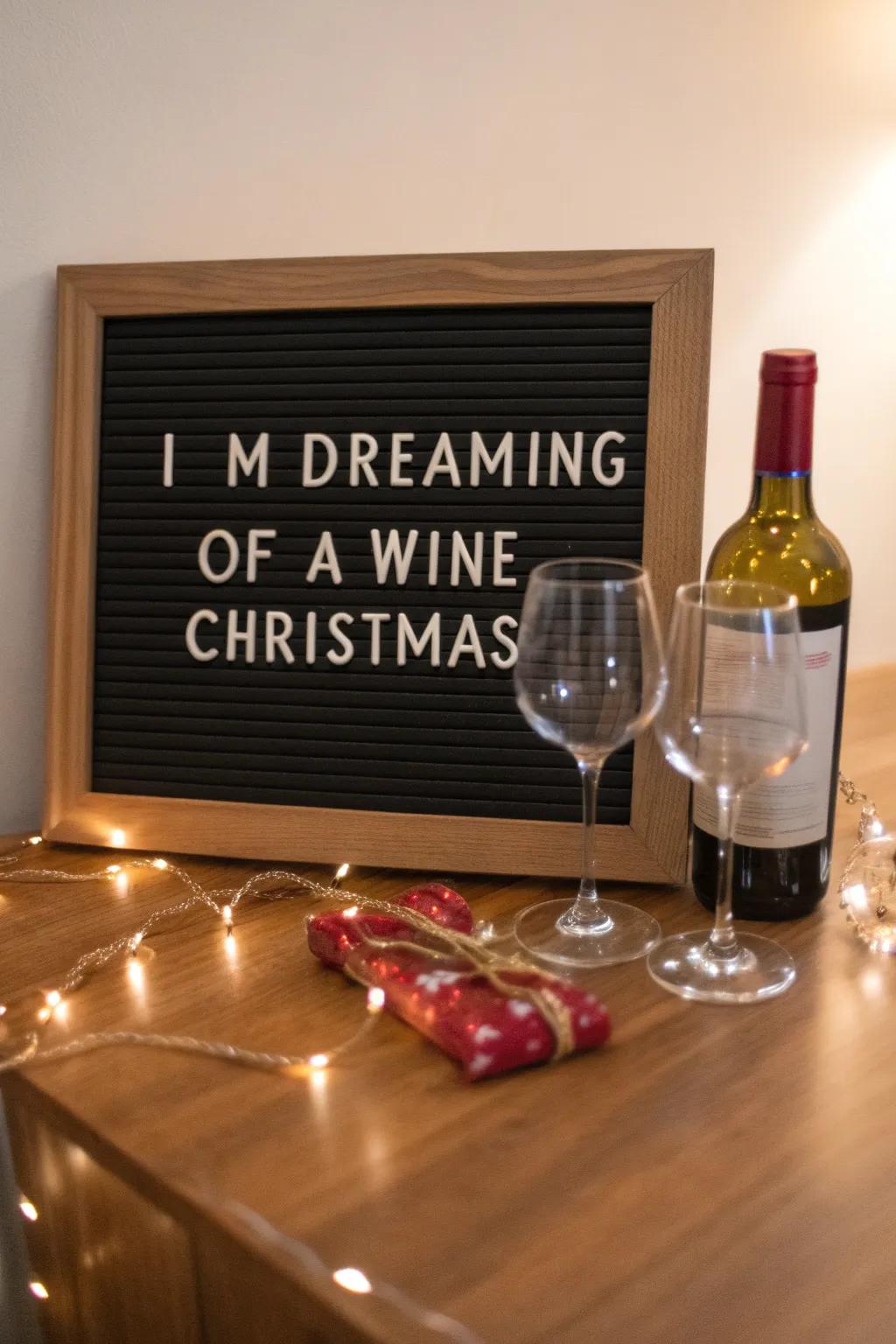 A humorous message board for wine lovers during the holiday season.