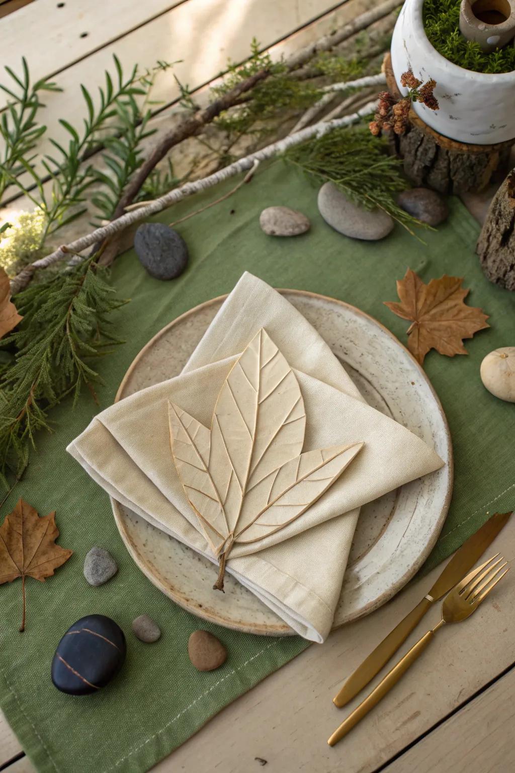 The leaf napkin fold, bringing the beauty of nature to your table.