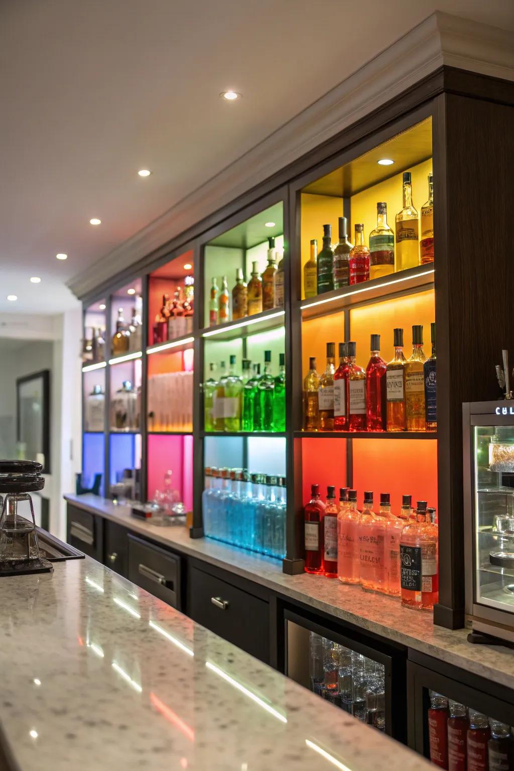Color accents make your bar area pop.