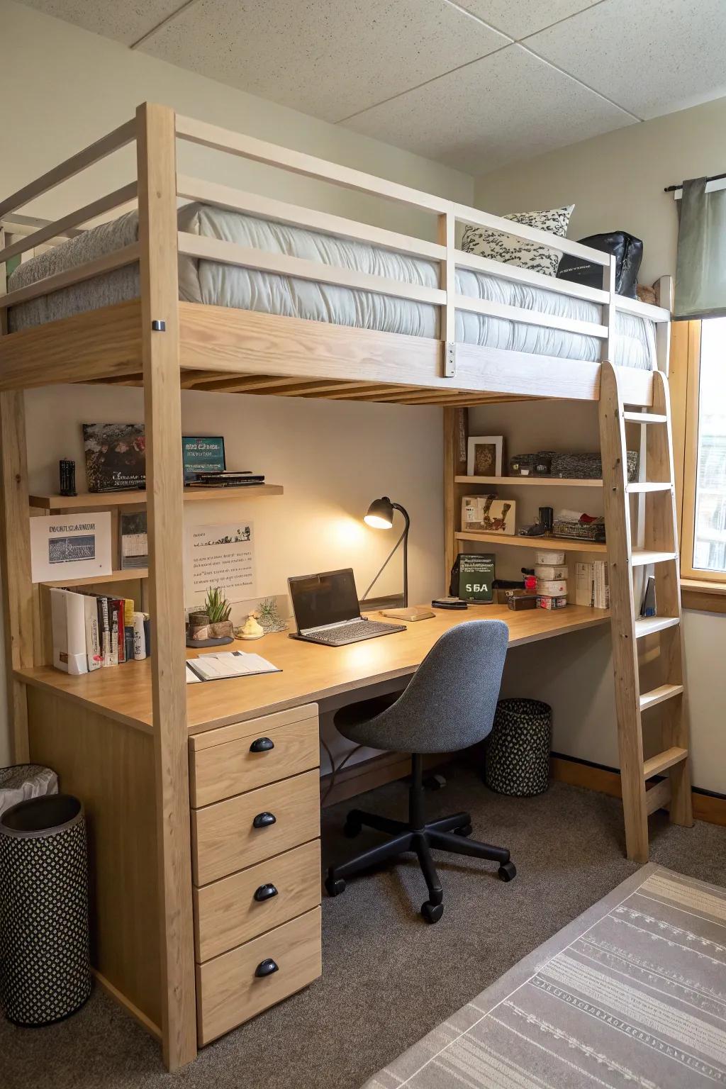 Rounded furnishings add a modern and sophisticated vibe to your dorm.
