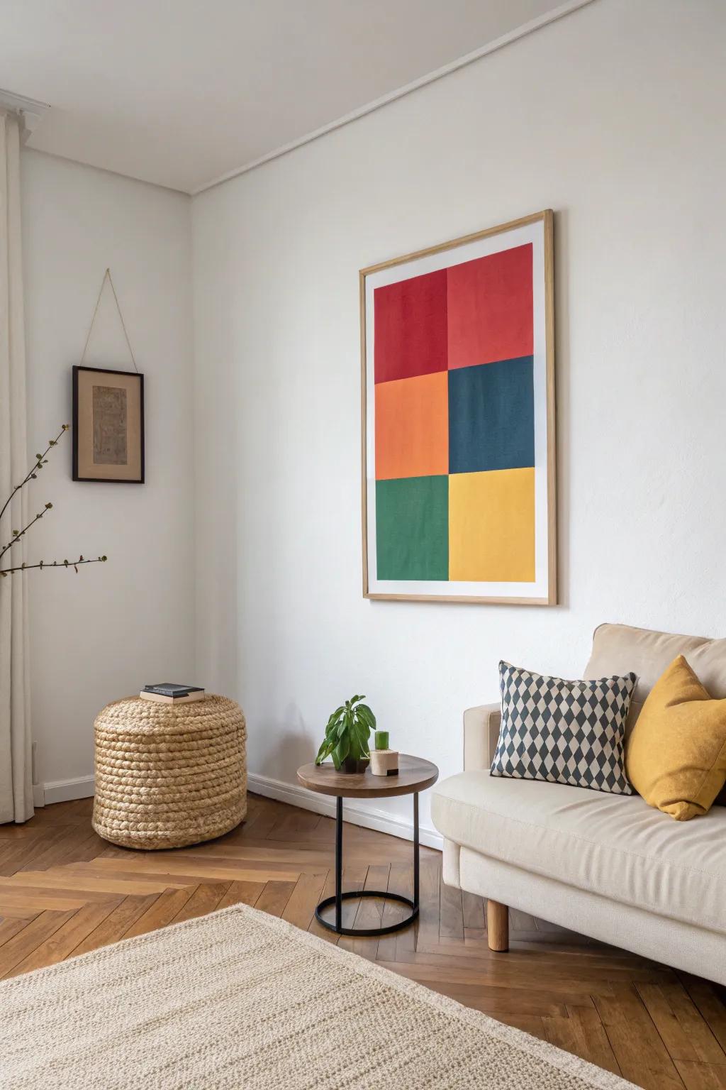 Simple color accents poster infusing a minimalist space with a dash of color.