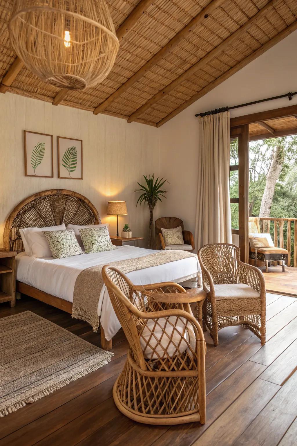 Natural textures add warmth and natural beauty to the bedroom.