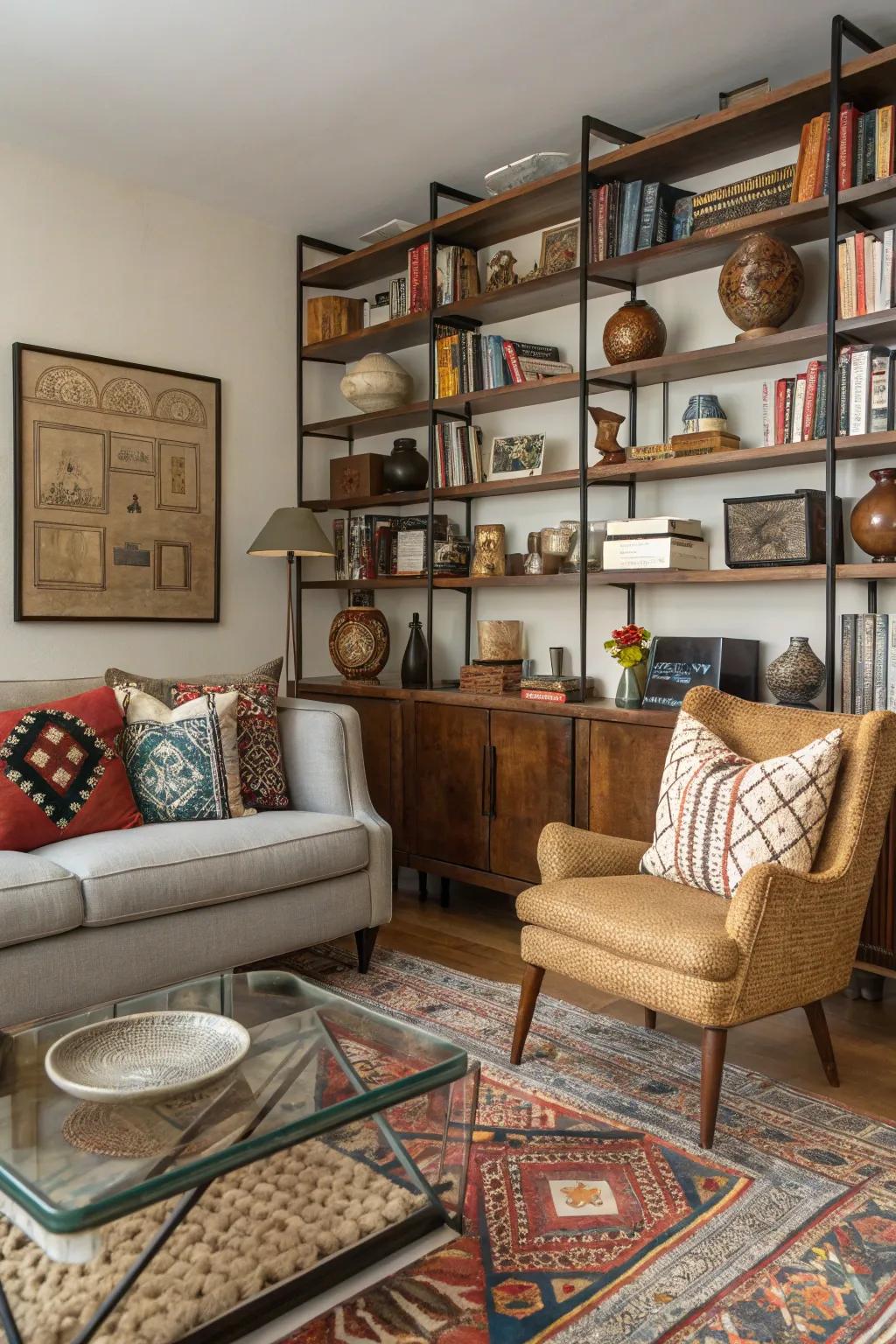 An eclectic mix creates a personalized and curated space.