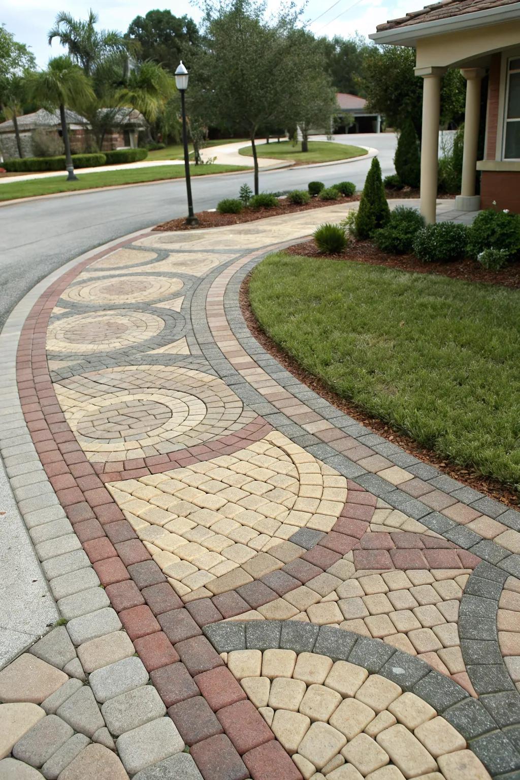 Playful ground stone patterns adding a custom touch.