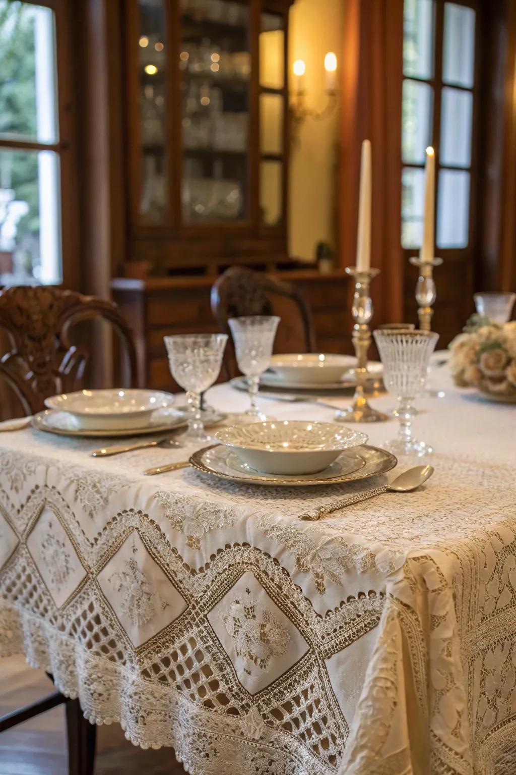 Ornate weave table covers bring timeless elegance to your dining table.