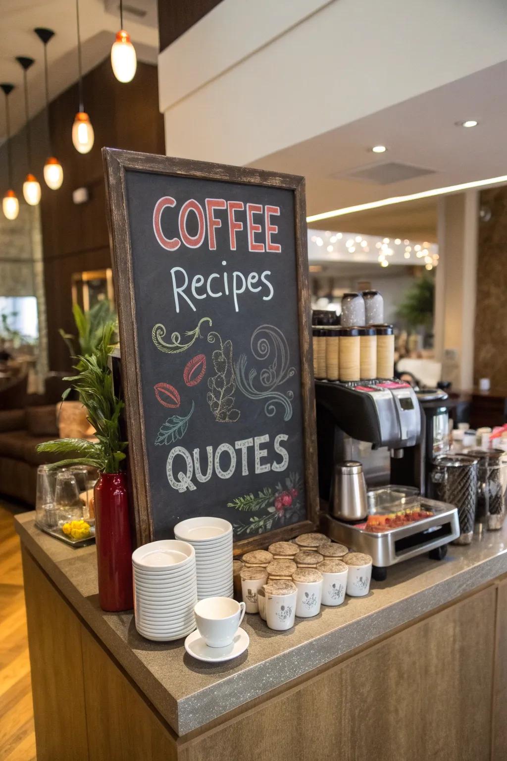 A blackboard adds a fun and interactive element to your area.