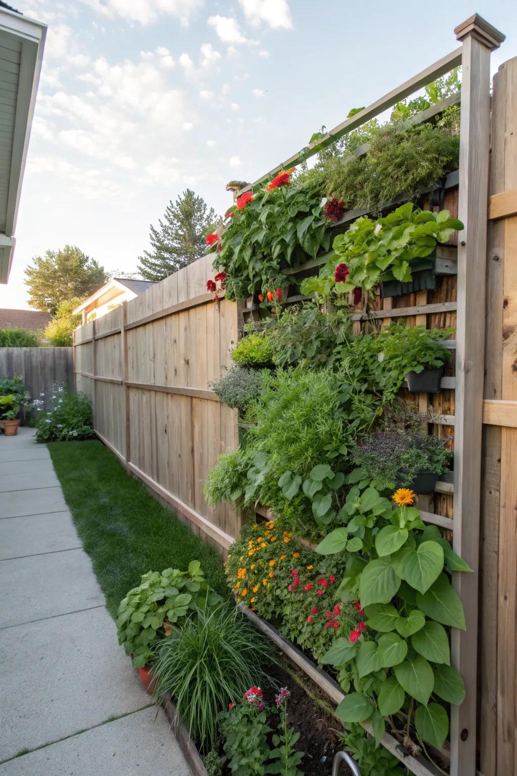 Upright gardens maximize space and greenery.