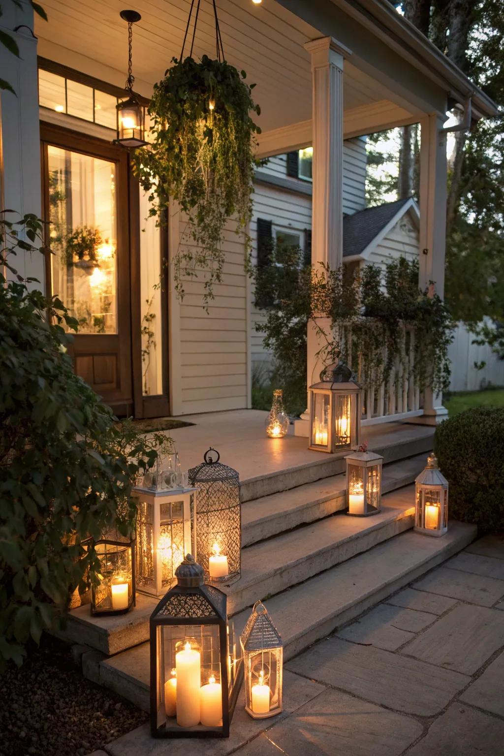 Lights add a traditional snug flourish to any entrance.