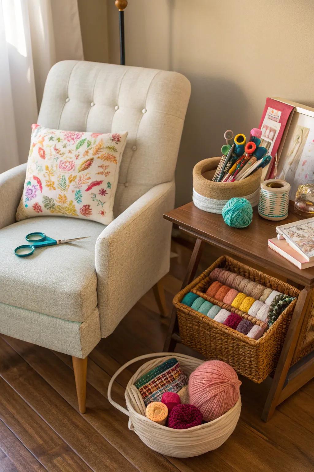 A dedicated crafting nook can inspire creativity and focus.