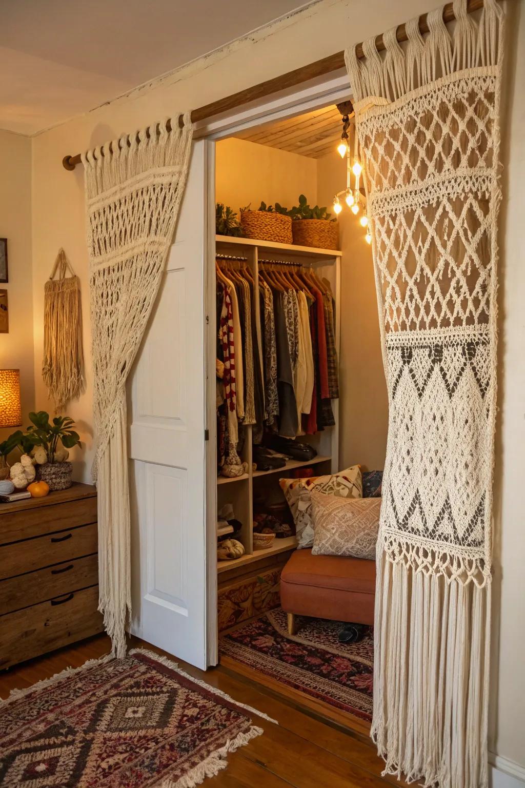 Introduce boho vibes with macramé curtains.