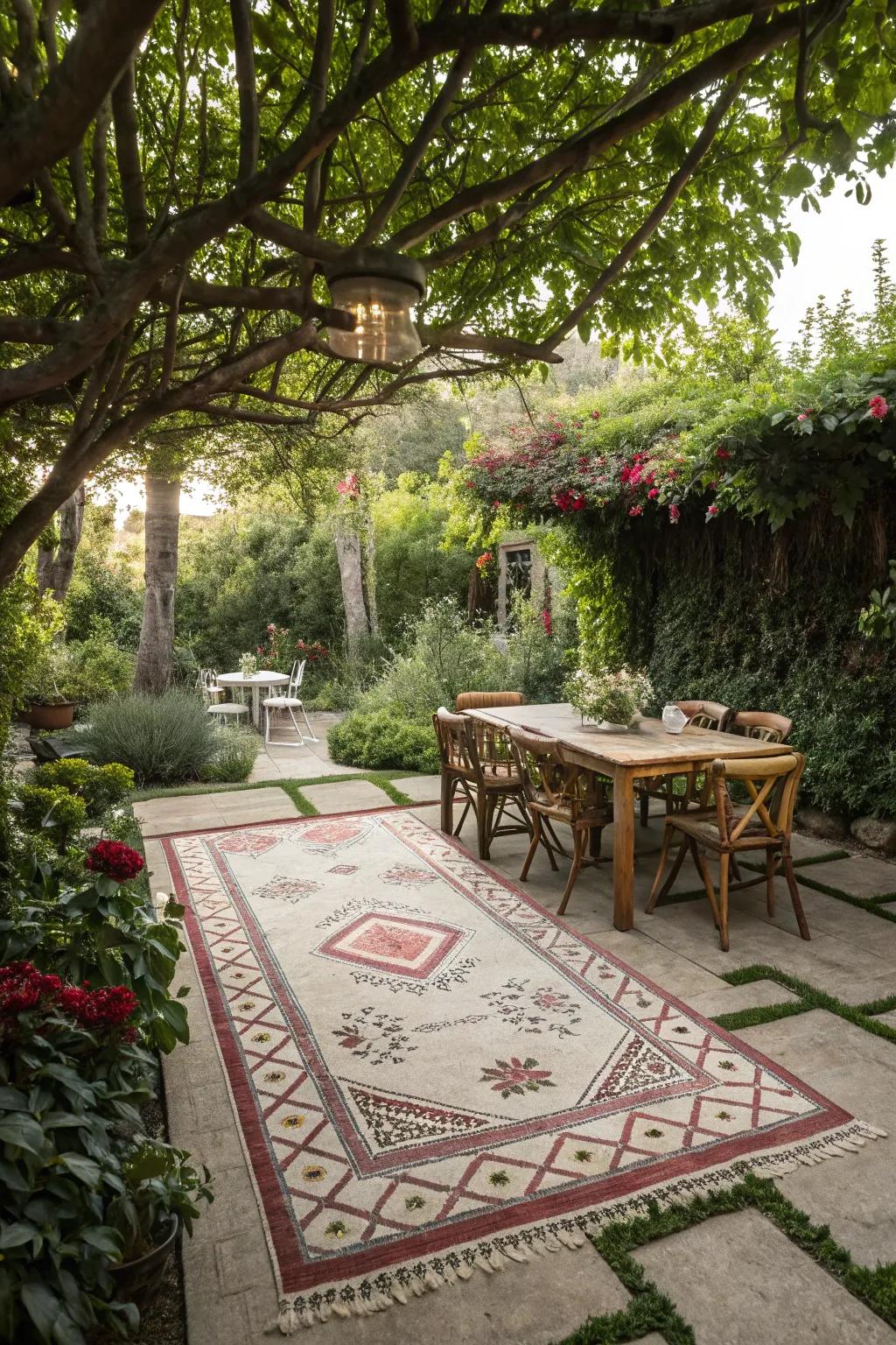 An outdoor rug brings warmth and style to any outdoor space.