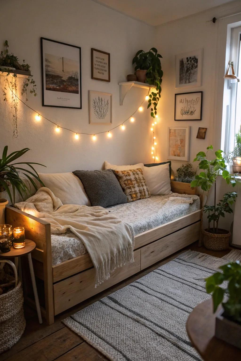 It’s easy to make your daybed setup even better by adding integrated lighting.